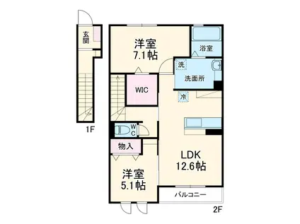 フロレスタⅡ(2LDK/2階)の間取り写真