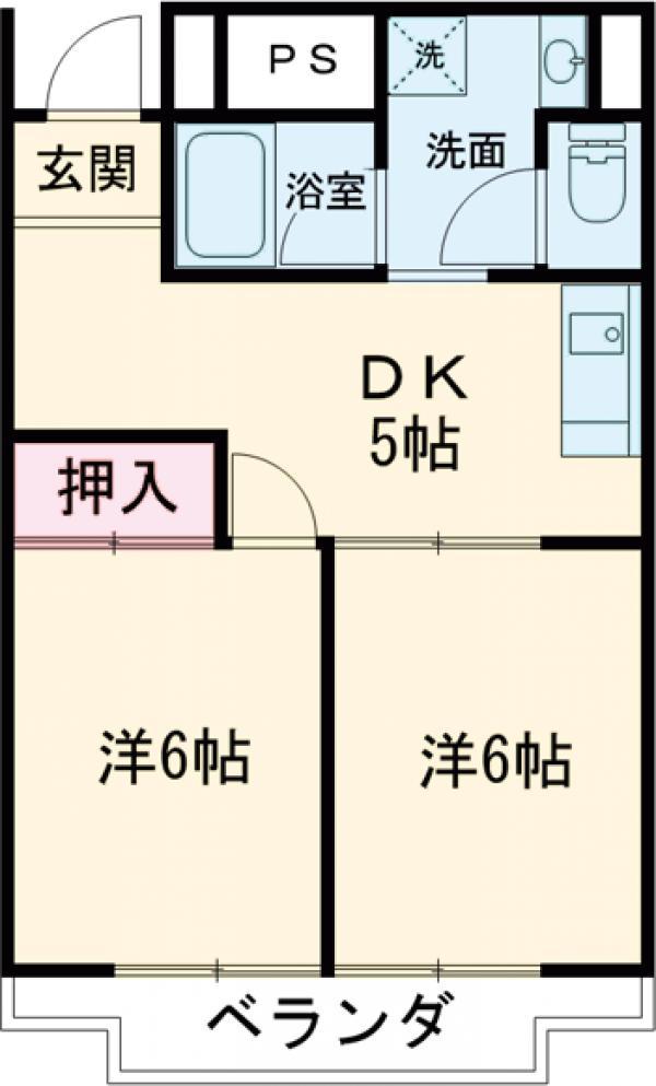 キャピタルハイツ(2DK/4階)の間取り写真
