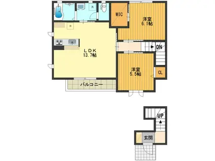 プレミール(2LDK/2階)の間取り写真
