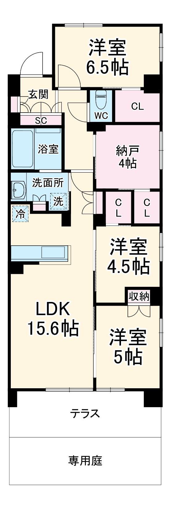 グランカーサ川口青木町公園(3LDK/1階)の間取り写真