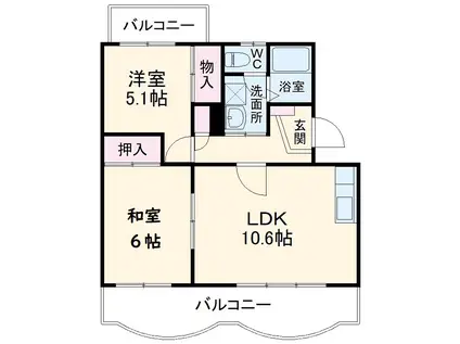 サン・クレール(2LDK/2階)の間取り写真