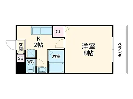 ペネシアⅠ(1K/3階)の間取り写真