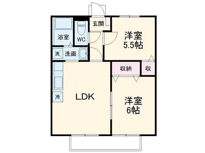 コーポソレジオ(2LDK/1階)の間取り写真