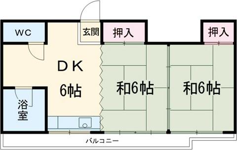 河合ビル(2DK/3階)の間取り写真