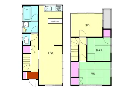 東海道本線 二宮駅 バス乗車時間：10分 おおいそ学園入口バス停で下車 徒歩2分 2階建 築48年(3LDK)の間取り写真