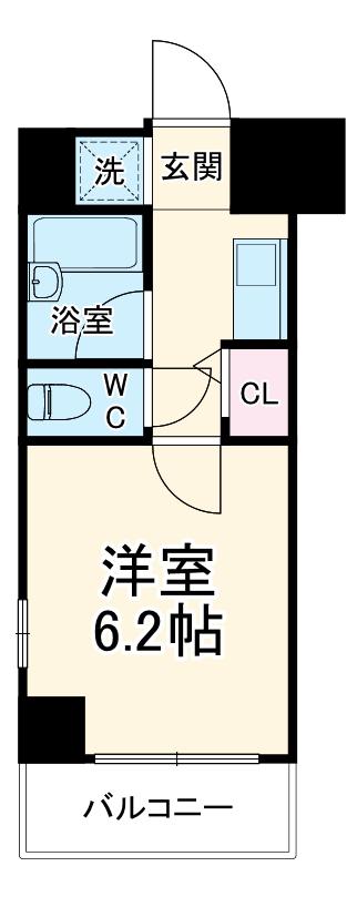 パラシオ塚本2 2号棟(1K/2階)の間取り写真