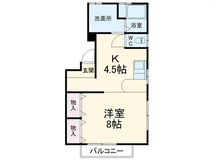 プレミエール(1DK/1階)の間取り写真