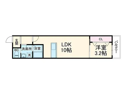 LECOCON岩倉Ⅳ(1LDK/2階)の間取り写真