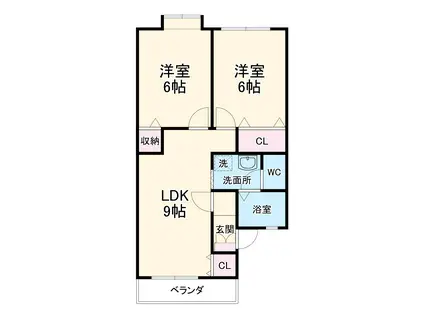 アンソレイエ Ⅱ(2LDK/1階)の間取り写真