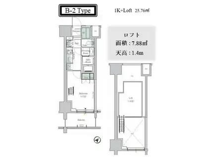 ONE ROOF RESIDENCE TAMACHI(1K/2階)の間取り写真