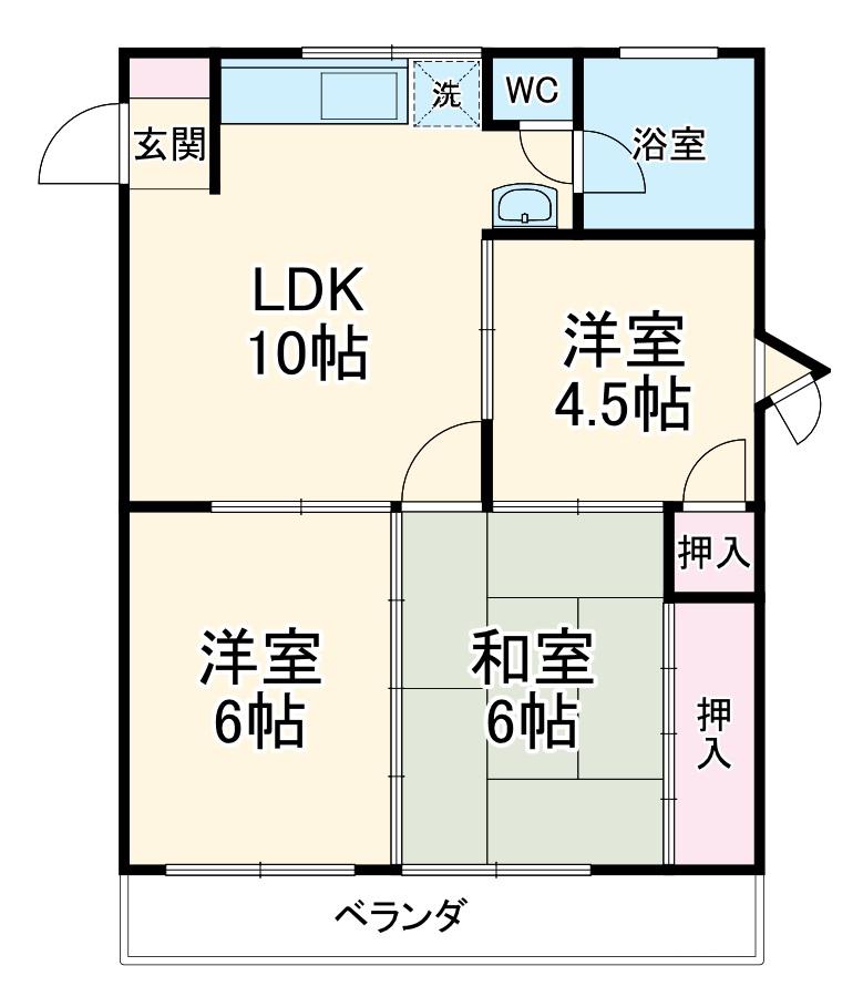 城西ハイツ(3LDK/2階)の間取り写真