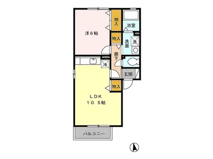 メゾン・クレールA/B(1LDK/2階)の間取り写真