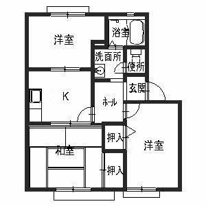 サニーハイツ貝塚(3DK/1階)の間取り写真