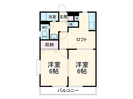 ウインドチャイム(2DK/2階)の間取り写真