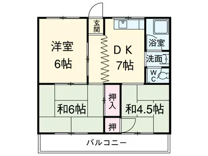 都築アパート(3DK/2階)の間取り写真