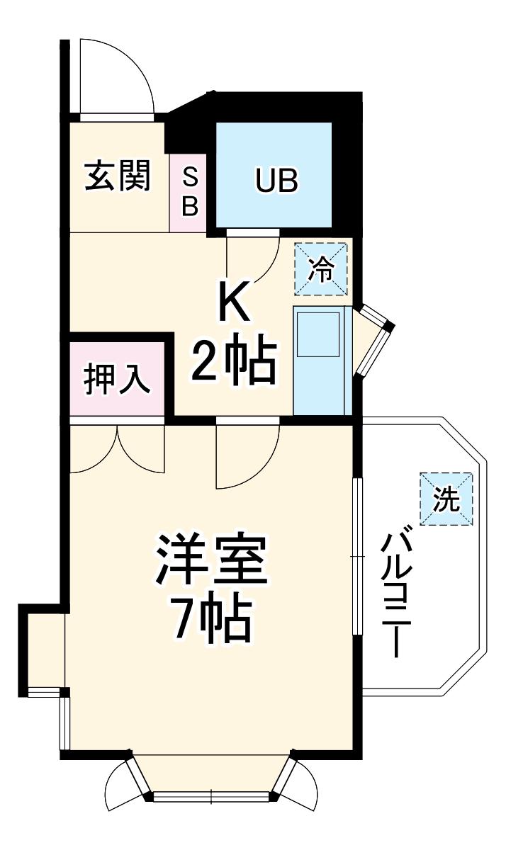 フリービング藤沢(1K/3階)の間取り写真