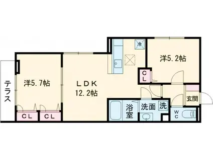 セレスティア興野(2LDK/3階)の間取り写真