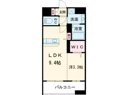 VALENTIA天神東(1LDK/14階)の間取り写真