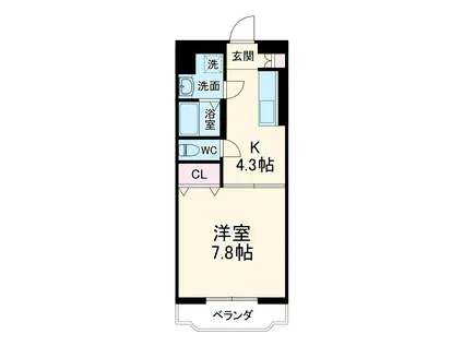 リュミエールⅡ(1K/1階)の間取り写真