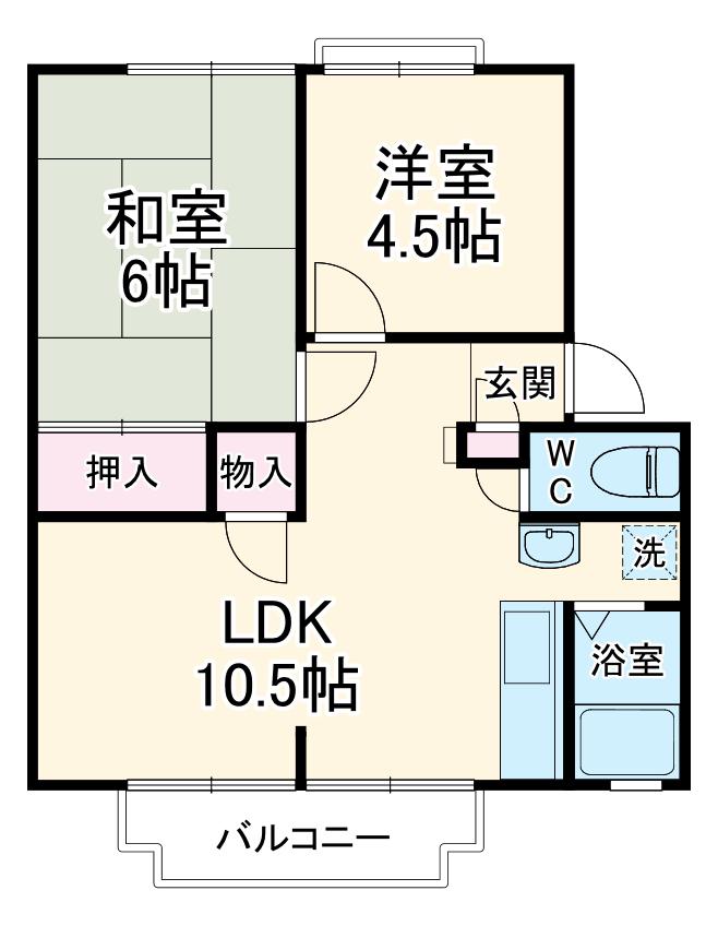 タウンメープルⅠ(2LDK/2階)の間取り写真