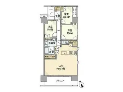 デュオヒルズちはら台駅前(3LDK/6階)の間取り写真