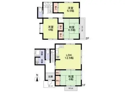 京成電鉄千原線 大森台駅 徒歩14分 2階建 築36年(4LDK)の間取り写真