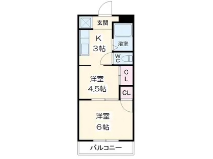 サンシティ・フジト(2K/1階)の間取り写真