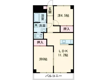CHEZ MOI MAEBASHI シェモワ前橋(2LDK/3階)の間取り写真