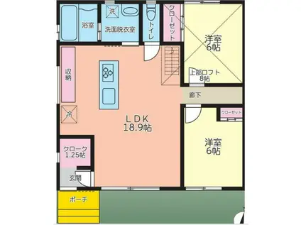千葉都市モノレール 動物公園駅 徒歩25分 1階建 築1年(2LDK)の間取り写真