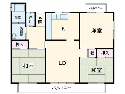 中部東山荘(3LDK/3階)の間取り写真
