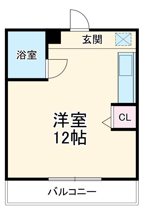リバーサイドハイツ(ワンルーム/3階)の間取り写真