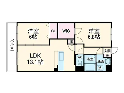 ペラルゴス(2LDK/1階)の間取り写真