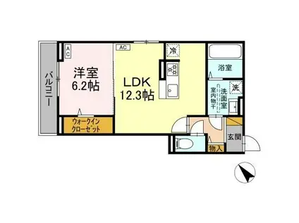 DーROOM都賀2丁目ⅡーA棟(1LDK/2階)の間取り写真