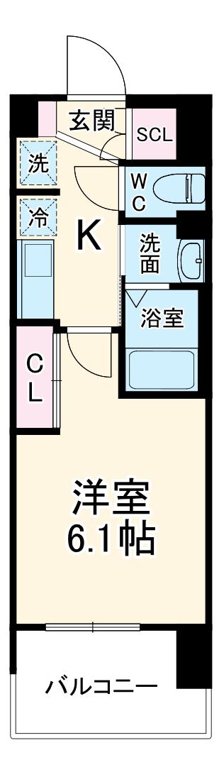 LUXE新大阪西(1K/5階)の間取り写真
