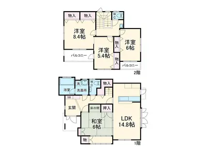 小田急電鉄小田原線 東海大学前駅 徒歩9分 2階建 築23年(4LDK)の間取り写真