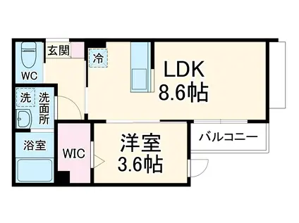 KEIAI RESIDENCE 上尾(1LDK/3階)の間取り写真