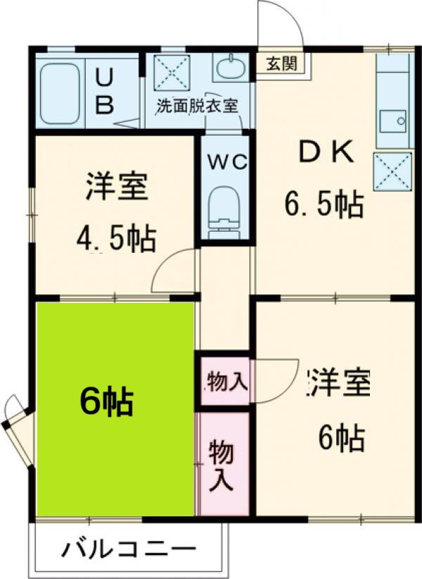 ラベンダーハイツB棟(3DK/1階)の間取り写真