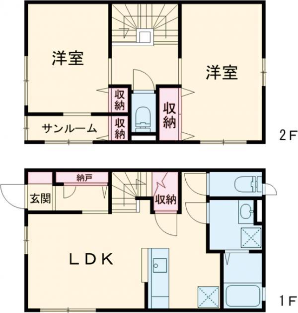 常磐線 水戸駅 徒歩7分 2階建 築12年(2LDK)の間取り写真
