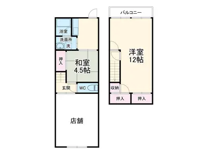 さつきが丘花島店舗付住宅(2DK)の間取り写真