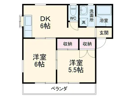 クローバーA(2DK/2階)の間取り写真