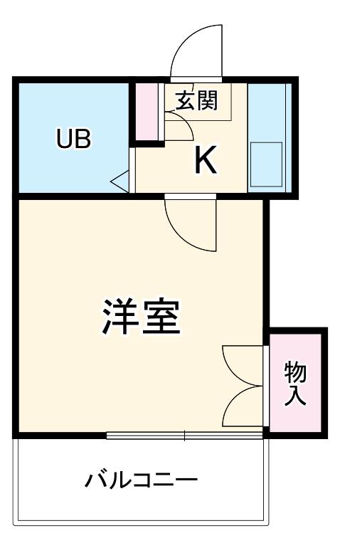 フルール道徳(1K/2階)の間取り写真