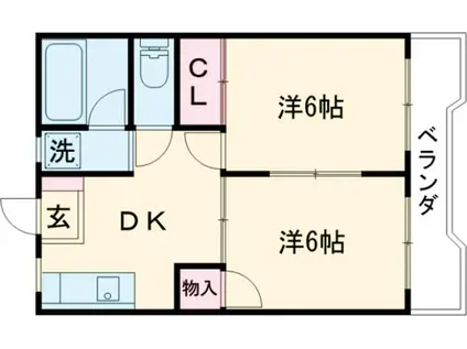 高砂ハイツ(2DK/2階)の間取り写真