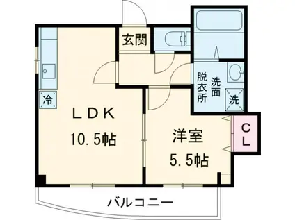 AIB綾園(1LDK/4階)の間取り写真