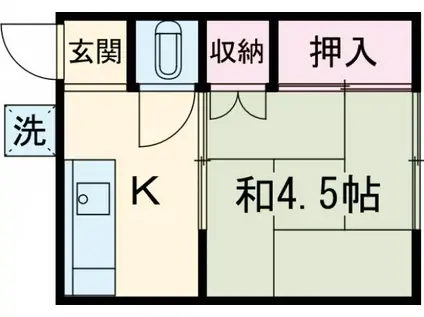 龍美荘(1K/2階)の間取り写真