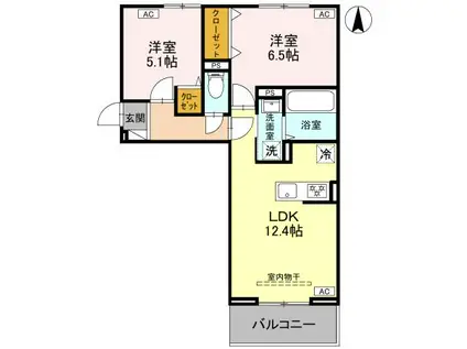 D-ROOM新井町(2LDK/1階)の間取り写真
