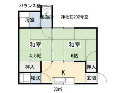 塚越神社荘(2K/2階)の間取り写真