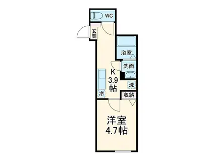 エクセラン南浦和(1K/2階)の間取り写真