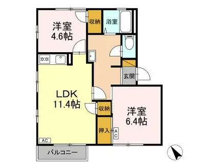 エミネンス高野台 B(2LDK/2階)の間取り写真