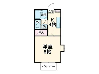 ヴィラK(1K/2階)の間取り写真