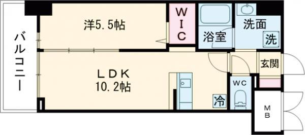 ストーリア茨木(1LDK/10階)の間取り写真